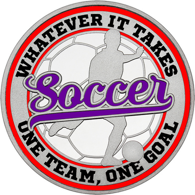 Purple "Soccer" with Red Outer Circular Borders